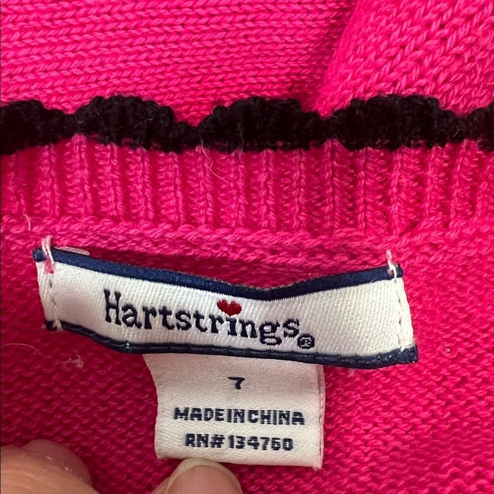 Hartstrings Bright pink cotton cardigan sweater with French bulldog appliqué NWT - Picture 8 of 12